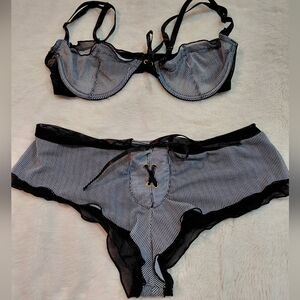 Striped Black and White Lingerie Set